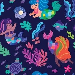 Rainbow mermaids under the sea