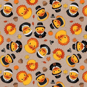 Thanksgiving Rubber Duck Scatter Large - Brown
