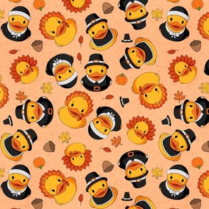 Thanksgiving Rubber Duck Scatter Large - Orange