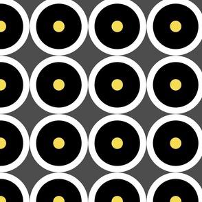 Retro black, white, yellow circles