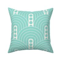 Rainbow Color Wave Retro Aqua Ivory Large Scale