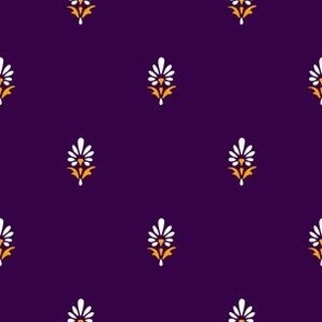 Ditsy Floral Buti Pattern (Dark Purple and Marigold)