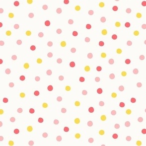 Pink and Yellow Dots with Cream Background 