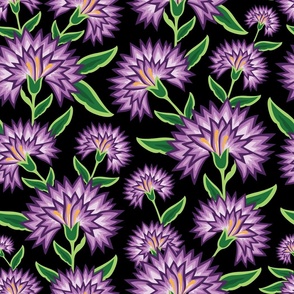 Purple Flower Pattern in Black B