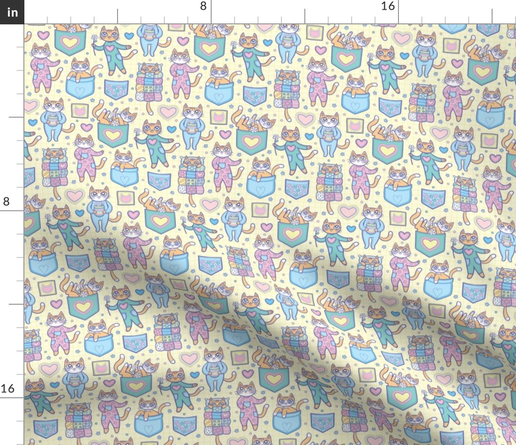 Cats Pajama Pockets  {small} Yellow