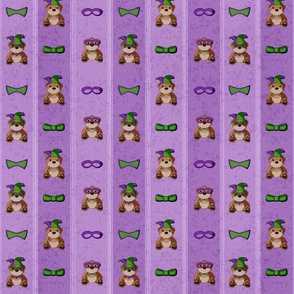 Mardi Gras Teddy Bears Stripes - Purple