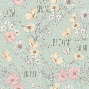 Spring botanical (words) - green