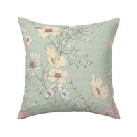 Spring botanical - leaf green - large