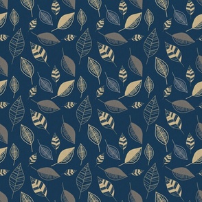 textured tan leaves on blue background