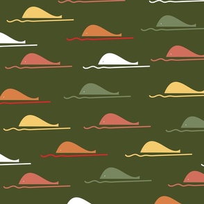 Whales - Military Green Background