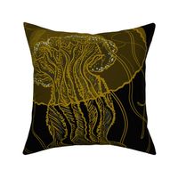 large Jellyfish gold on black