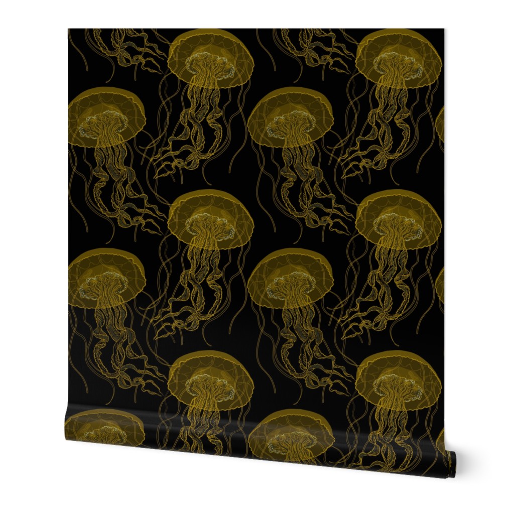 Jellyfish gold on black
