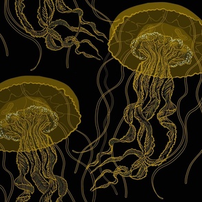 Jellyfish gold on black