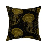 SMALL Jellyfish gold on black