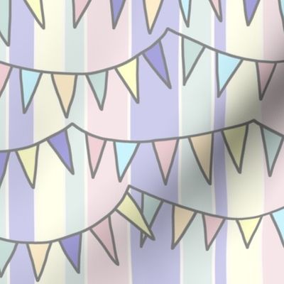 Topsy Turvy Bunting - Petal candy on stripes, medium 