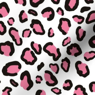 Leopard Spots Print Pattern - Pink Black White