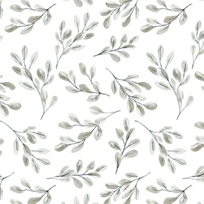 Boho Sage Green Eucalyptus Leaf Wallpaper Neutral Nursery