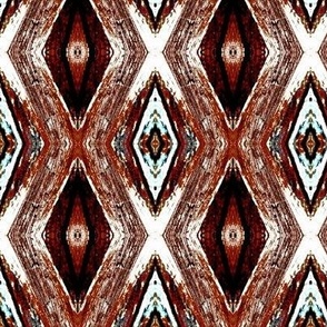 Textured Diamond Lattice of Rusty Brown and Turquoise (#8)