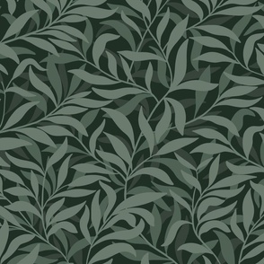 Foliage: Intrinsic Sage Green Leaves on Dark Background