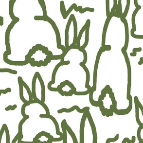 Olive Moss Green Bunny fabric