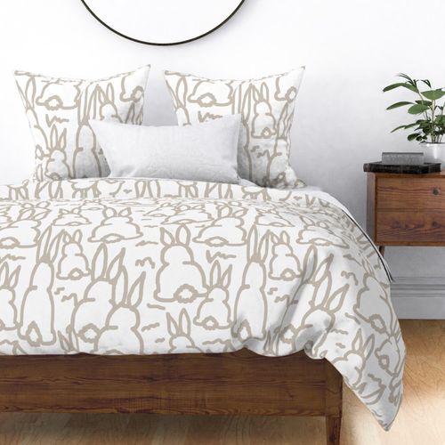 Beige bunny fabric painted rabbits