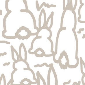 Beige bunny fabric painted rabbits