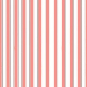 Awning Stripes Salmon Pink on Cream White