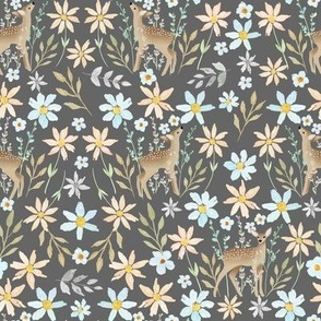 Summer fawn and flowers (grey)