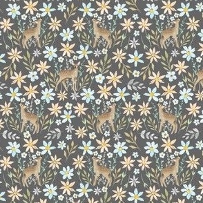 Summer fawn and flowers (small/gray)