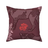 Snow Leopards, JUMBO scale - Burgundy, Red, Pink