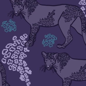 Snow Leopards, JUMBO scale - Violet,  Teal,  Lilac