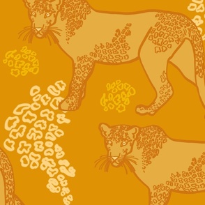 Snow Leopards, JUMBO scale - Mustard, Yellow, Ivory