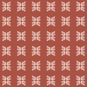 Square Florals - Pink & White on Red