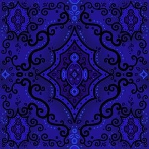 Dark Blue Gothic Damask 