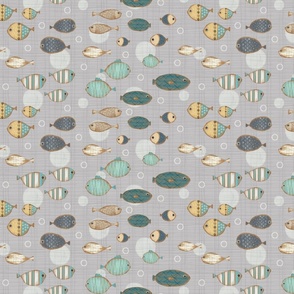 Wooden Fish on Gray, Mint, Small Scale