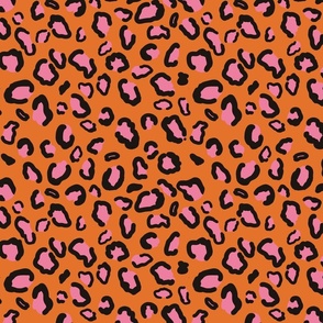 Pink Orange Leopard Spots Print - Trendy