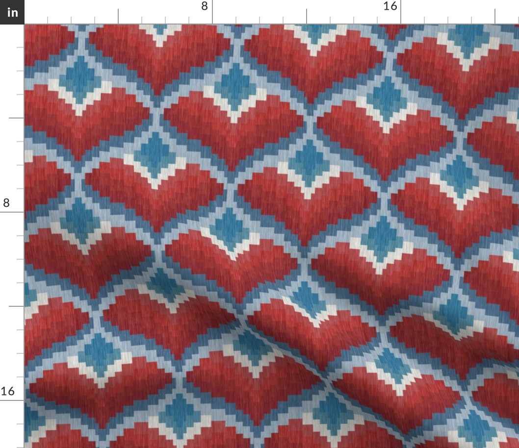Bargello Heart in Red White and Blue