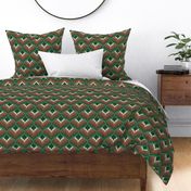 Bargello Heart in Forest Green and Wood Brown
