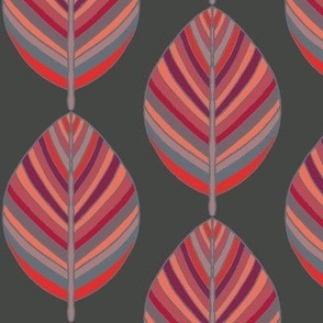 299 - Palm Springs large tropical foliage in bold autumn/fall colors - jumbo scale leaves for wallpaper, bed linen, sophisticated spaces