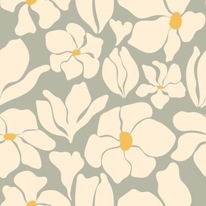 Magnolia Flowers - Matisse Inspired - October Mist Sage / Neutral - SMALL