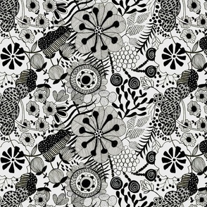 small_Black and White_ Line art flowers