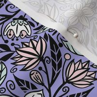 Damask Flowers on Purple / Small Scale