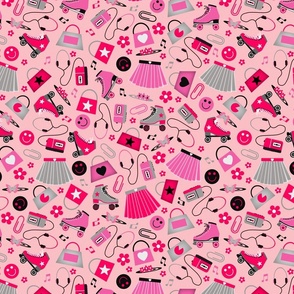 Y2K Aesthetic Retro 90s 00s Pink Girls Seamless Pattern / Fabric Design /  Surface Pattern / Digital Paper / Digital Pattern