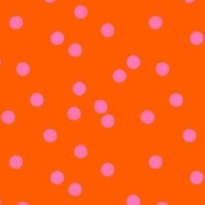 SCATTERED WATERCOLOUR DOTS ORANGE PINK