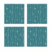 White Vine Stripe Teal, Expressionist Drawing
