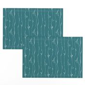 White Vine Stripe Teal, Expressionist Drawing