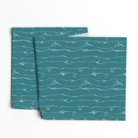 White Vine Stripe Teal, Expressionist Drawing