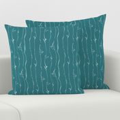 White Vine Stripe Teal, Expressionist Drawing