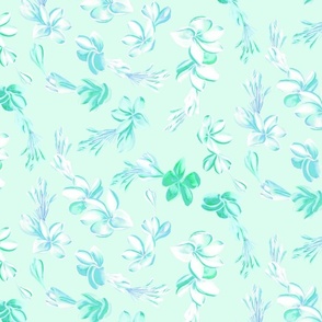 Plumeria Swirls Teal on Mint 300