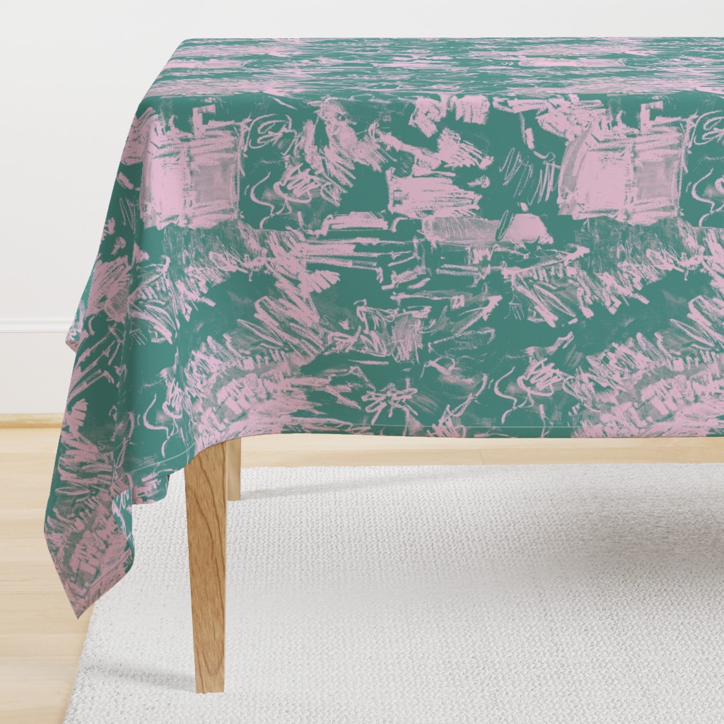 Green Silver Floral Abstract Oversize